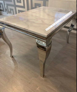 1.5m Louis White Marble & Stainless Steel Dining Table