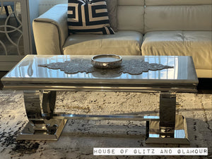 Arianna White Marble & Stainless Steel Circular Base Coffee Table 120cm x 60cm x 42cm