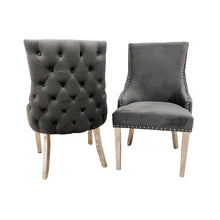 Load image into Gallery viewer, Bentley Dark Grey Velvet Studded Back Chrome Leg Dining Chair
