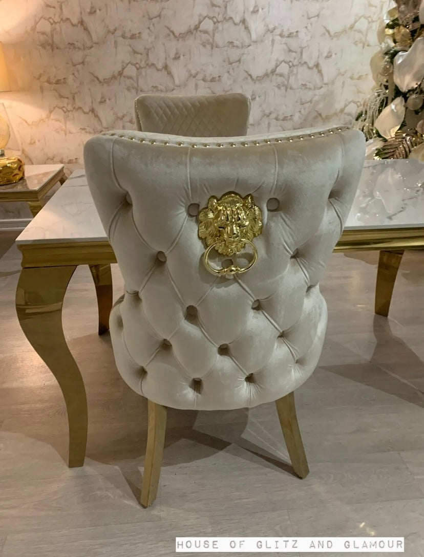 Louis Ice White And Grey Dining Table With Gold Legs And Sintered Top 1m 1.3m 1.4m 1.6m 1.8m