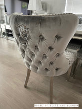 Load image into Gallery viewer, Valentina Brushed Silver Velvet Lion Knocker Dining Chair