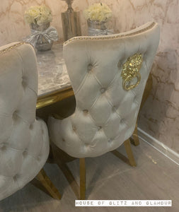 Giselle Cream Gold Lion Knocker Dining Chair
