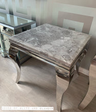 Load image into Gallery viewer, Louis Silver Marble &amp; Stainless Steel Lamp / Side Table