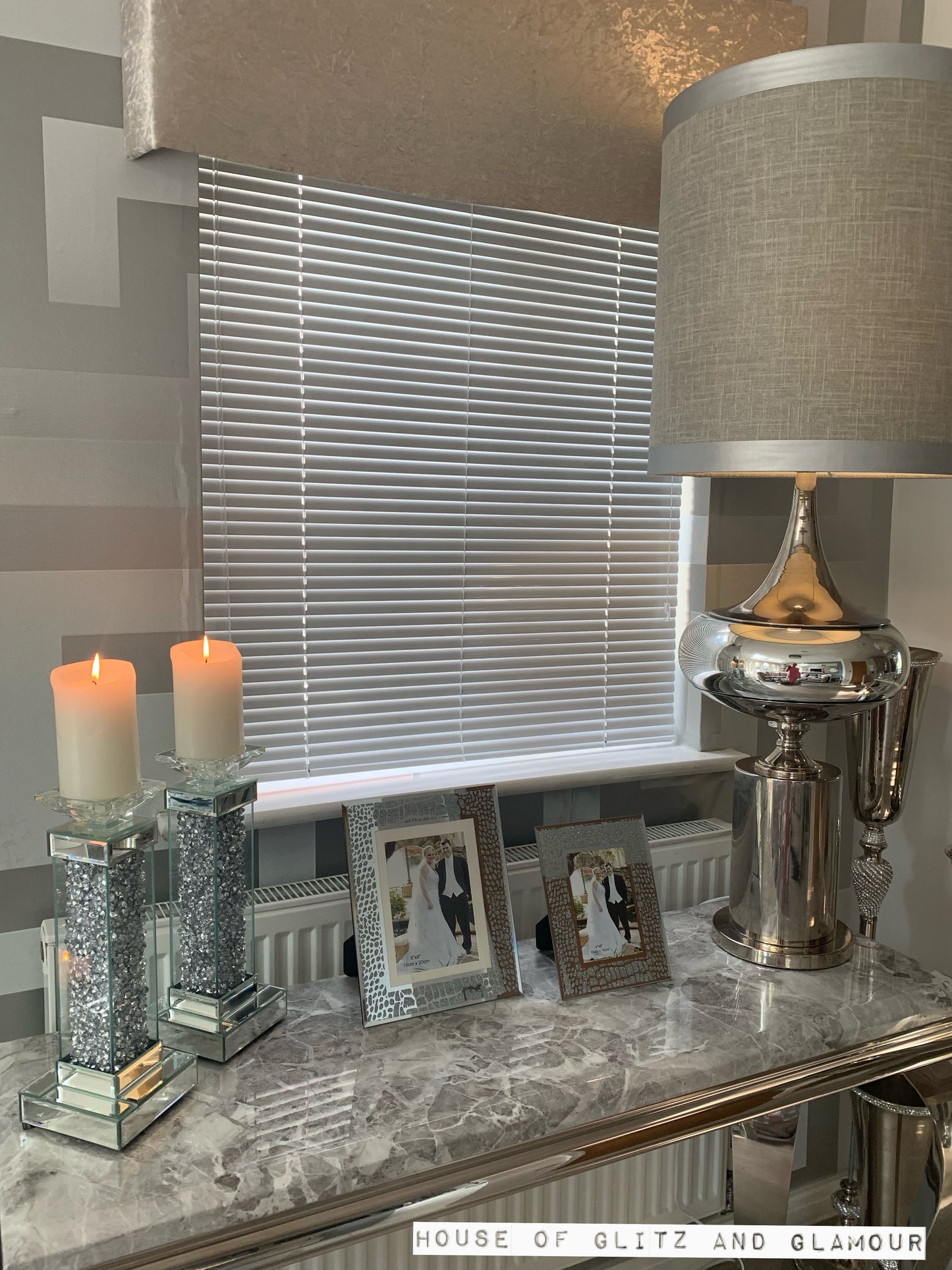 Louis Silver Marble & Stainless Steel Console Table 140cm x 40cm x 75cm