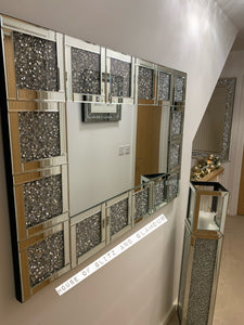 Silver Crushed Diamond Crystal Panel Mirror 80x120cm