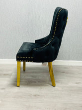 Load image into Gallery viewer, Giselle Black &amp; Gold Velvet Ring Knocker Dining Chair