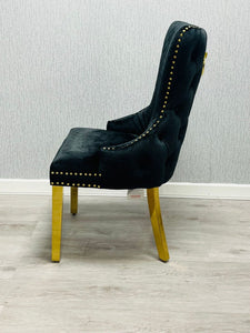 Giselle Black & Gold Velvet Ring Knocker Dining Chair