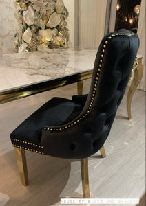 Giselle Black Gold Lion Knocker Dining Chair