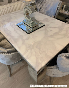 1.2m Louis White Marble & Stainless Steel Dining Table