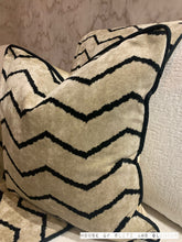 Load image into Gallery viewer, Manhattan Cushion in Beige and Black Chevron