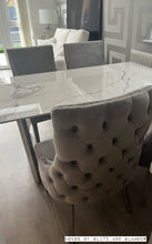 Load image into Gallery viewer, Bentley Light Grey Velvet Studded Back Chrome Leg Dining Chair