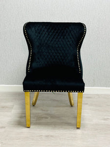 Valentina Black & Gold Velvet Ring Knocker Dining Chair