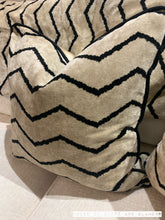 Load image into Gallery viewer, Manhattan Cushion in Beige and Black Chevron