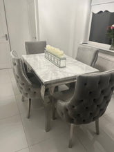 Load image into Gallery viewer, 1.2m Louis White Marble &amp; Stainless Steel Dining Table