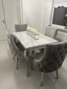 1.2m Louis White Marble & Stainless Steel Dining Table