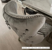 Load image into Gallery viewer, Valentina Brushed Silver Velvet Lion Knocker Dining Chair