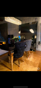 Camilla Black French Plush Tufted Winged Velvet Dining Chair