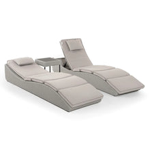 Load image into Gallery viewer, Kensington Set of 2 Sun Loungers with Side Table in Grey Rattan