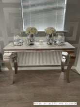 Load image into Gallery viewer, Louis White Marble &amp; Stainless Steel Console Table 120cm x 40cm x 75cm