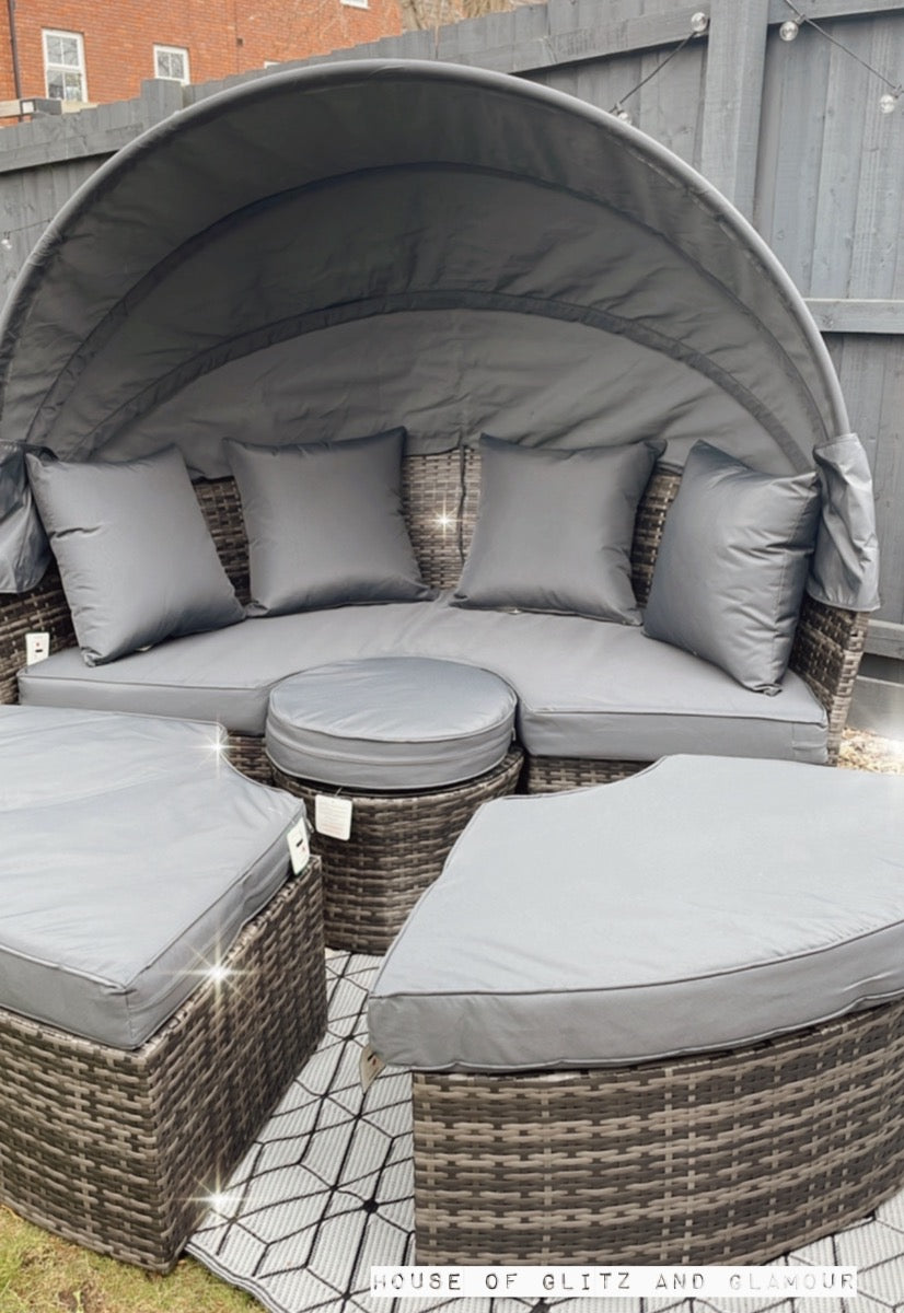 Mykonos Rattan Day Bed Sun Lounger & Table Set