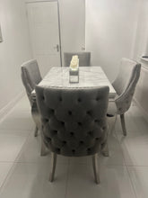 Load image into Gallery viewer, 1.2m Louis White Marble &amp; Stainless Steel Dining Table