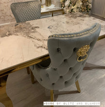 Load image into Gallery viewer, Louis Cream Dining Table With Gold Legs And Pandora Marble Top