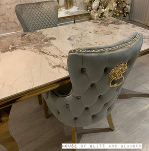 Louis Cream Dining Table With Gold Legs And Pandora Marble Top