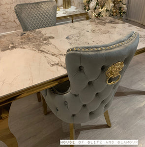 Louis Cream Dining Table With Gold Legs And Pandora Sintered Top