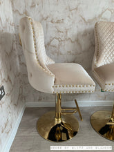 Load image into Gallery viewer, Giselle Cream Gold Velvet Ring Knocker Dining Chair