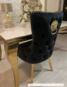 Louis Cream Dining Table With Gold Legs And Pandora Marble Top