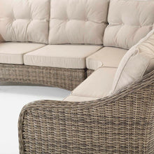 Load image into Gallery viewer, Kensington Brown Rattan Corner Sofa Garden Set With Rising Coffee To Dining Table