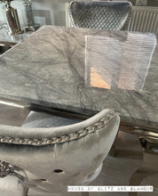 Load image into Gallery viewer, Louis Grey Square 1m x 1m Marble &amp; Stainless Steel Dining Table