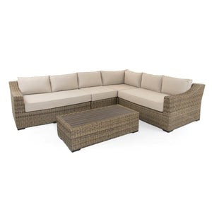 Notting Hill  Extra Large Modular Corner Sofa with Coffee Table in Brown Rattan