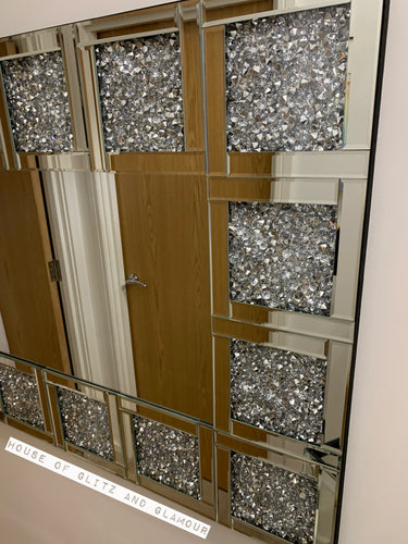 Silver Crushed Diamond Crystal Panel Mirror 80x120cm