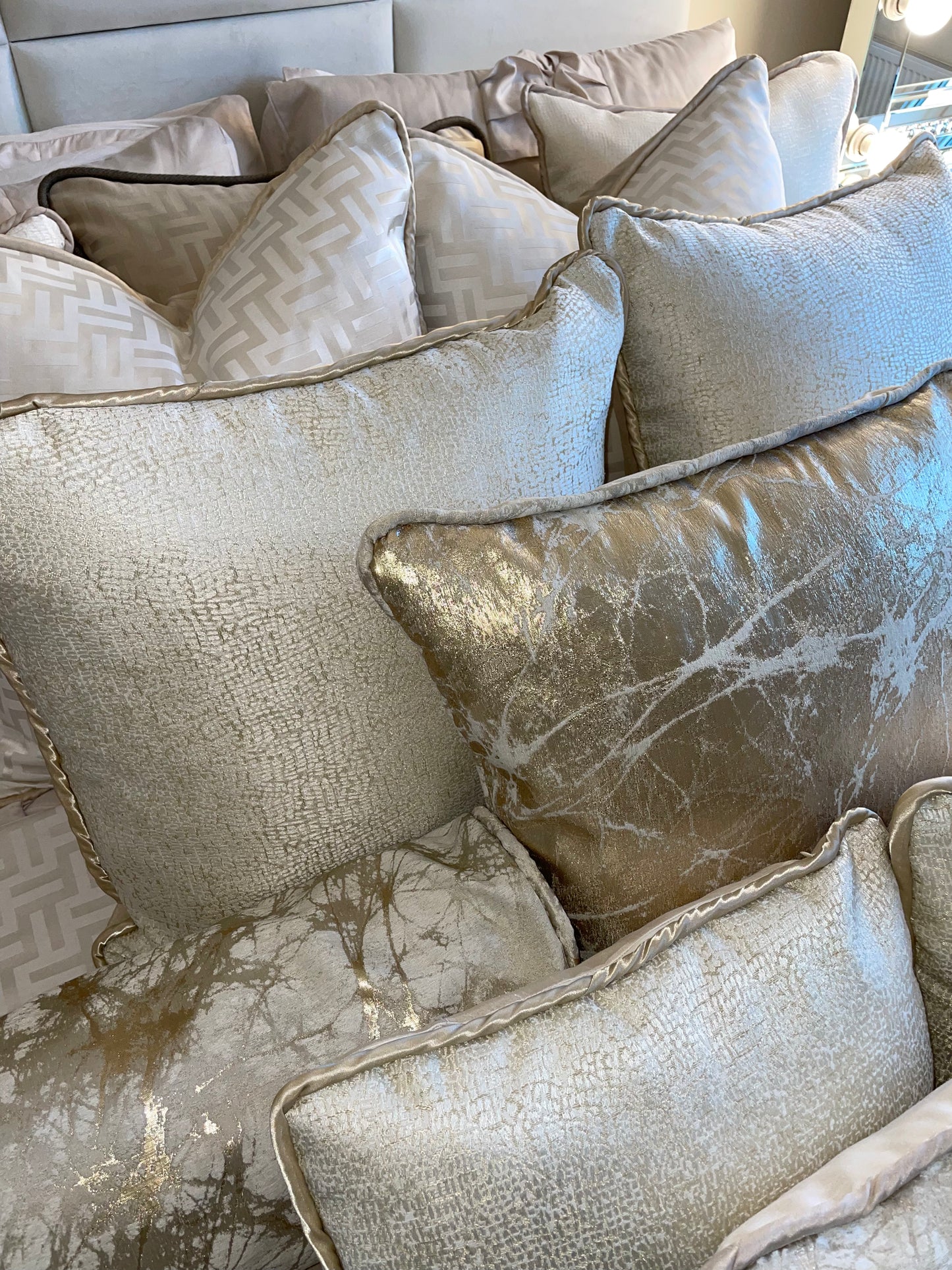 Paris Reversible Cushion in Beige / Gold