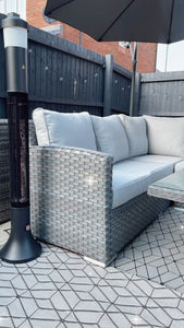 Miami Corner Rattan Sofa Dining Set In Grey