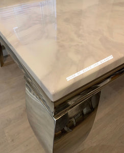 1.5m Louis White Marble & Stainless Steel Dining Table