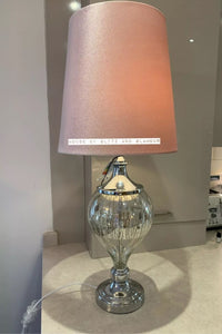 Medium 90cm Glass Bauble Lamp With Pink Velvet Shade