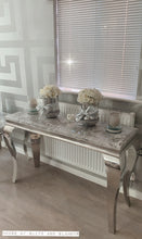 Load image into Gallery viewer, Louis Silver Marble &amp; Stainless Steel Console Table 140cm x 40cm x 75cm