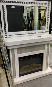 Glitz And Glamour White  Fireplace & Electric Fire with Remote Control