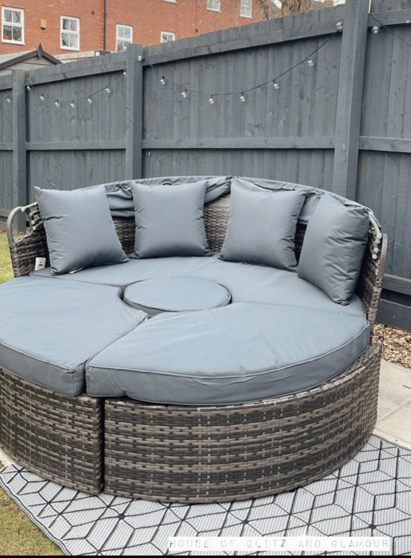 Mykonos Rattan Day Bed Sun Lounger & Table Set