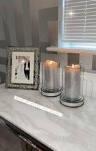Load image into Gallery viewer, 2 x Medium Glitter Base Hurricane Pillar Candle Holder