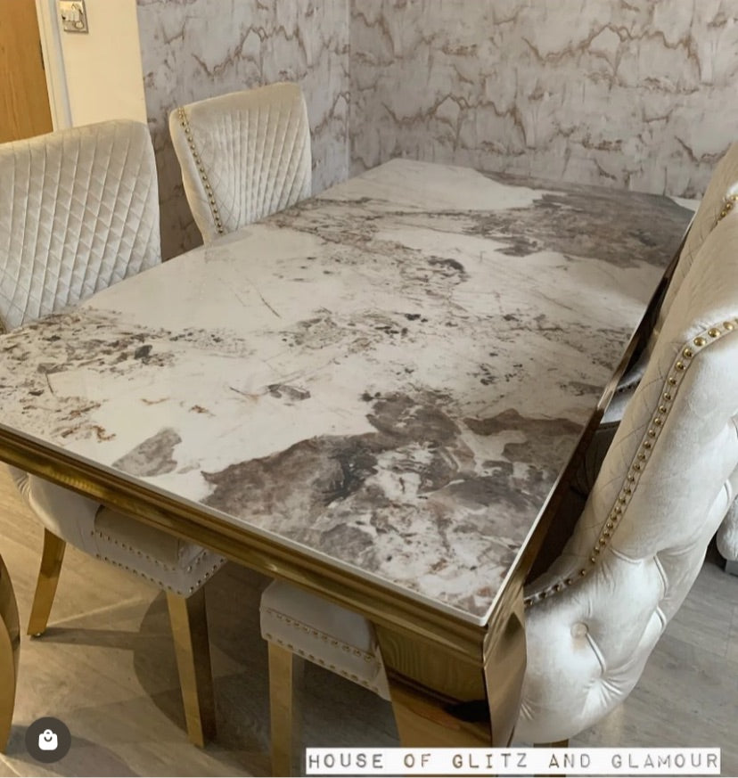 Giselle Cream Gold Lion Knocker Dining Chair