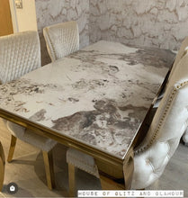 Load image into Gallery viewer, Giselle Cream Gold Lion Knocker Dining Chair