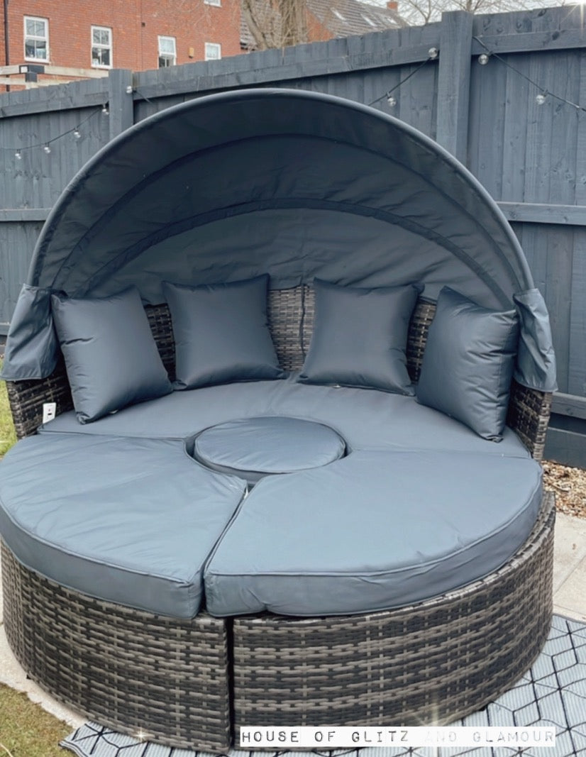 Mykonos Rattan Day Bed Sun Lounger & Table Set
