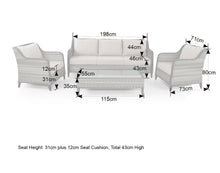 Load image into Gallery viewer, Camden 3 Seater Sofa with 2 Armchairs and Coffee Table in Grey Rattan