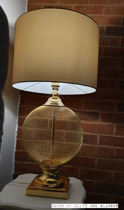 78cm Round Wire Mesh Base Table Lamp with Champagne Shade