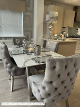 Load image into Gallery viewer, Luca 1.6 Ice White &amp; Grey Dining Table Set With 4 Bentley Dining Chairs