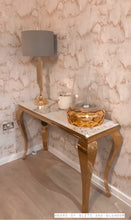 Load image into Gallery viewer, Louis Cream Console Table With Gold Legs And Sintered Pandora Top 140cm x 40cm x 75cm