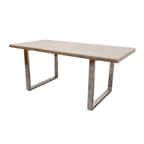 Halo 1.8 Dining Table Solid Light Pine wood with Chrome Metal Legs